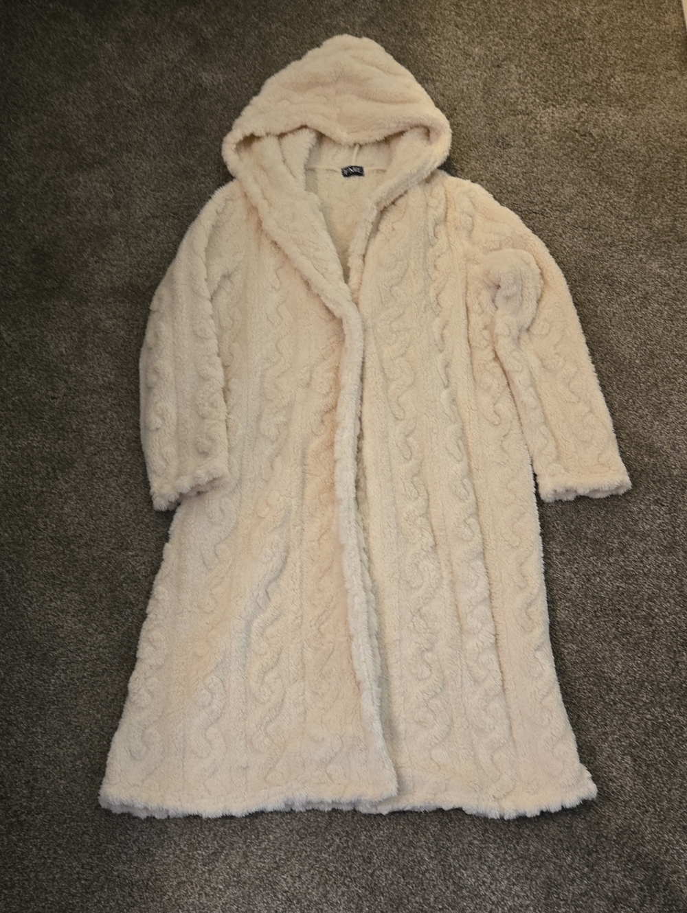 ME Makeover Essentials Cream Hooded Faux-Sherpa Long Teddy Coat